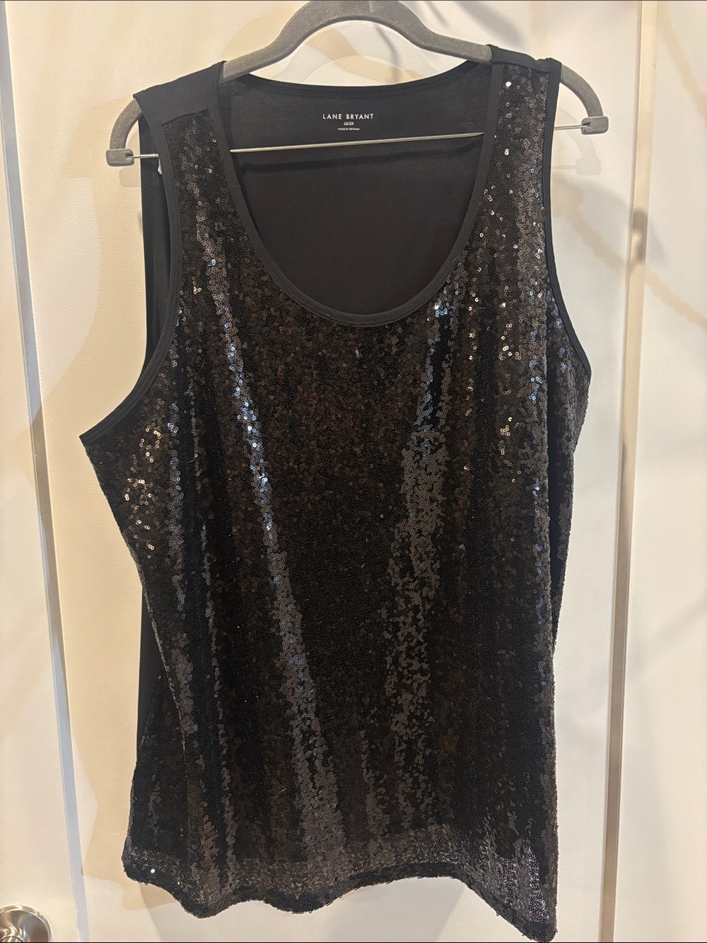 Lane Bryant Black Sequin Scoop Neck Tank